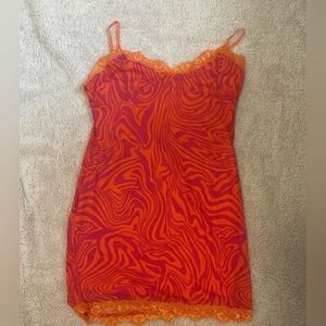 Dolls Kill Psychedelic Orange and Purple Dress